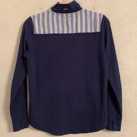 Vineyard Vines Cotton Seersucker Shep Shirt 1/4 Zip Navy Pullover Size XS - Picture 2 of 10